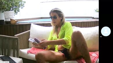DILDO IN MY BIG VAGINA ON THE POOL TERRACE