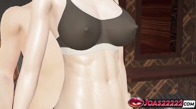 Sexy Fitness Girl Jennifer in Black Bikini - Captivating 3D Animation of Her Perfect Ass and Tight Pussy Being Fucked, Concluding with Cumshot