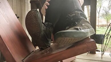 Dirty Foot Tease from Ginger In Black Vans And Tights