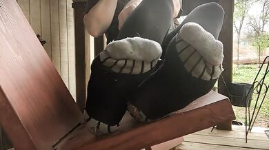 Dirty Foot Tease from Ginger In Black Vans And Tights