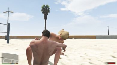 Trevor & Tracey: Anal Beach Volleyball Court Fuck. GTA Free Porn.