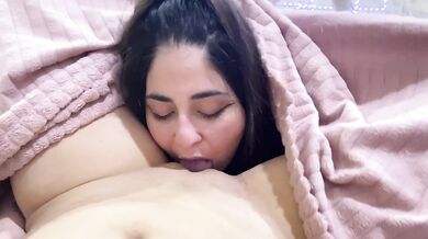My stepsister crawled under the blanket and performed amazing cunnilingus.