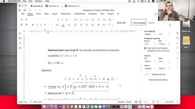 Ecuaciones cuadráticas en el plano cartesiano: Las p, su vértice e intersecciones con Geogebra