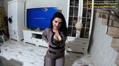 Tight Jumpsuit, Furry Boots & Messy Deepthroat with a Cum-Licking Finish