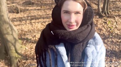 I gave him a blowjob and swallowed it while walking in the forest