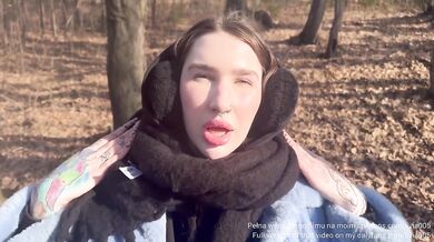 I gave him a blowjob and swallowed it while walking in the forest