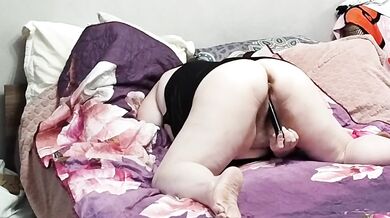 the neighbor is masturbating her juicy, fleshy pussy
