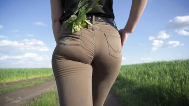 Sexy Milf Walks Outdoors And Teases Cute Panty Lines