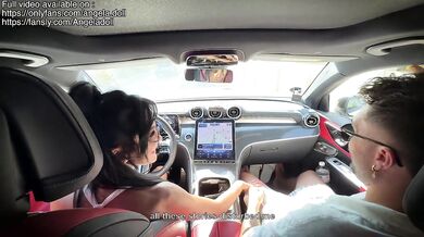 I give my girlfriend’s husband a blowjob in the car, he fucks me at home while she watches us