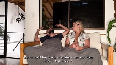 My stepson leaves me alone with his best friend, and mommy teaches him how to fuck!