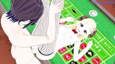 Tsunomaki Watame (Bunny Girl) and I have intense sex in the casino. - Hololive VTuber Hentai