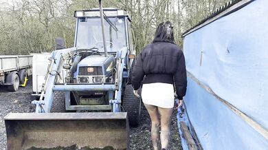 Pissing in abandon tractor