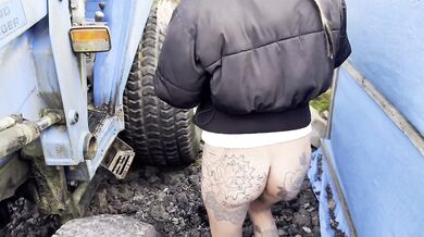 Pissing in abandon tractor