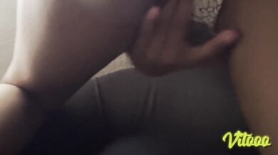 My girlfriend takes my penis out of my pants to suck it - Sexy in lingerie