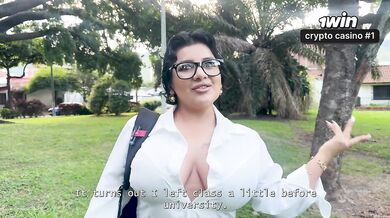 Virgin Latina schoolgirl auditions for a porn casting with her horny neighbor for the first time!