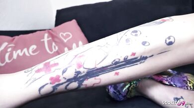GERMAN SCOUT - Crazy Anal and Rimjob Casting Fuck with French Skinny Tattoo Model Lena Fire