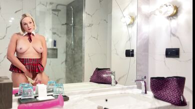 Milf squirting in school girl costume