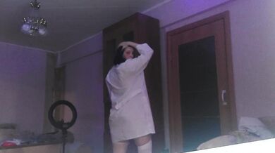 Sexy nurse masturbates with transparent dildo, orgasm and squirt