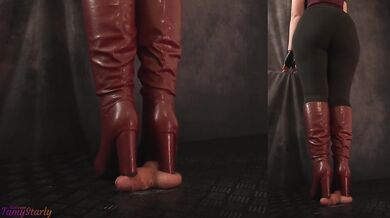 Full Weight Crushed without Lube and Post Orgasm in my Red Heeled Boots - Cock Balls Crush Trample, Shoejob, Bootjob, CBT, Ballbusting, Trampling