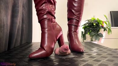 Full Weight Crushed without Lube and Post Orgasm in my Red Heeled Boots - Cock Balls Crush Trample, Shoejob, Bootjob, CBT, Ballbusting, Trampling