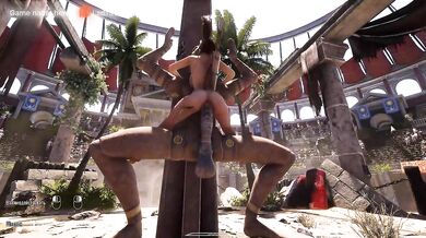 Lara Croft gets her tight pussy fucked by a statue's huge cock. 3D Hentai Game. part 2