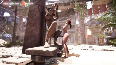 Lara Croft gets her tight pussy fucked by a statue's huge cock. 3D Hentai Game