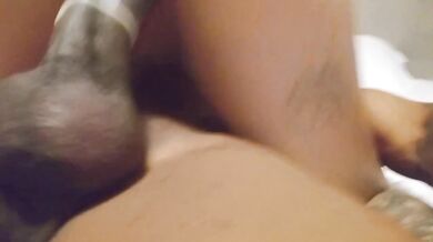Hot woman swallows her black lover's cock with her pussy