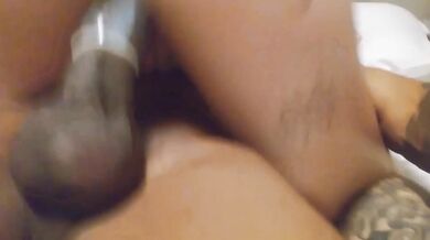 Hot woman swallows her black lover's cock with her pussy