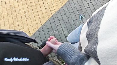 Extreme public blowjob on the city bridge
