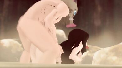 Nezuko y inosuke sexo anal en las aguas termanles - ( reacionando a animacion)
