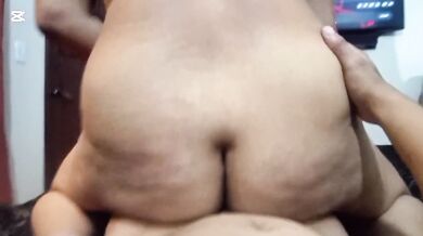 She moans while riding my cock with her big fat ass