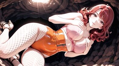 Horny Anime Redhead Rides Hard in Orange Bikini Until Dripping Overflow
