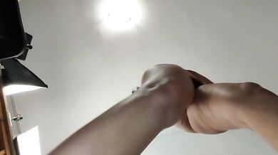 Amateur wife masturbates with her fingers in her pussy.