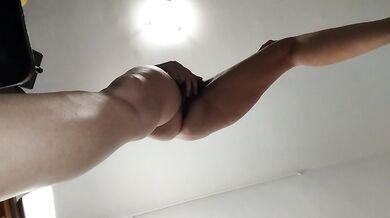 Amateur wife masturbates with her fingers in her pussy.