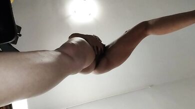 Amateur wife masturbates with her fingers in her pussy.