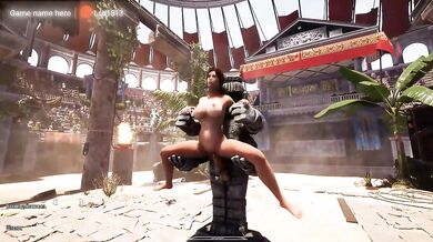 Lara Croft couldn't resist and gave herself to the awakened statue in front of 1,000 spectators in the arena. part 2