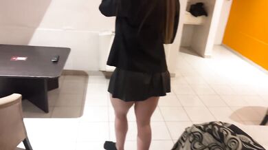 My stepsister has a wardrobe malfunction under her Skirt and I see her panties