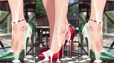 High-Heels get cum from alle sites an will be licked by hot anime girls