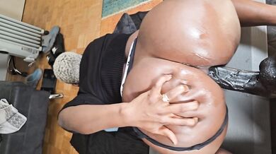 Big Ass Ebony Anal Backshots - 12 inch BBC dildo stretches her Ass Doggystyle