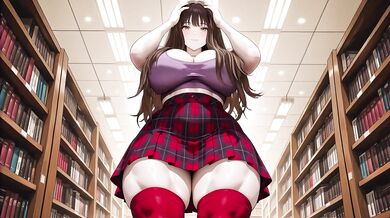 Busty Anime Schoolgirl in Plaid Skirt Gets Filled Deep in Quiet Library Stacks