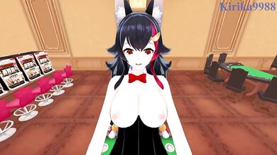 Ookami Mio (Bunny Girl) and I have intense sex in the casino. - Hololive VTuber POV Hentai
