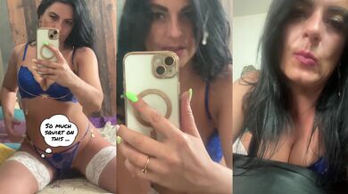 Blue Lace Mirror Tease with My Squirt-Stained Mirror