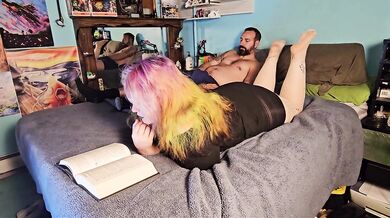 stepbrother interupts my smut reading with rough sex and a creampie