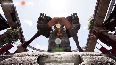 Lara Croft's anus is being ravaged by a lustful statue in front of thousands of people. 3D. part 2