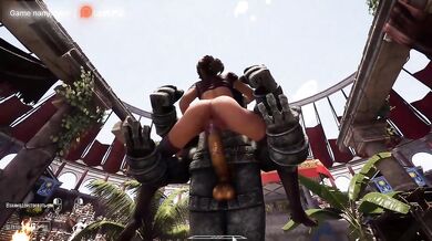 Lara Croft's anus is being ravaged by a lustful statue in front of thousands of people. 3D. part 2