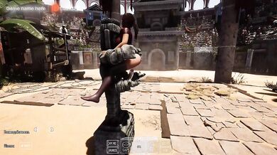 Lara Croft's anus is being ravaged by a lustful statue in front of thousands of people. 3D. part 2