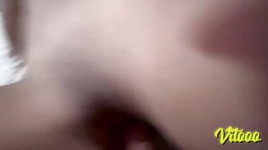 My girlfriend with small breasts likes to touch her vagina