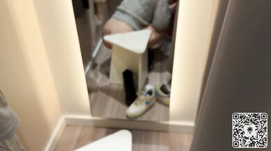 Risky public - Naughty girl plays with cock in the middle of clothing store - Gets rewarded doggy in changing room