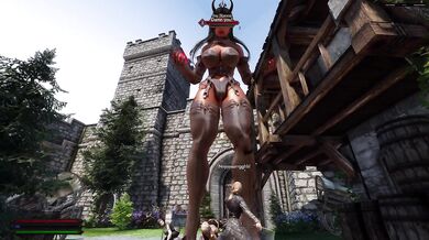 Attack on Titaness - Sexy Ebony destroys Skyrim