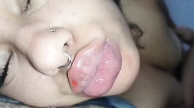 Damn, she ate all my sperm in her mouth,facial cum lips